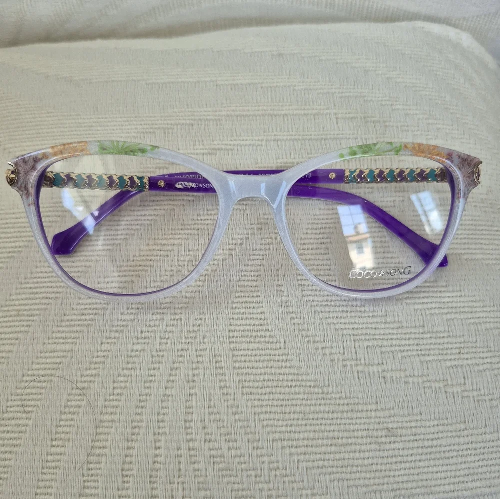 Coco Song Eyeglasses CV172 Emotional Soul Col 4 White Floral 53/18/140 NEW+Case